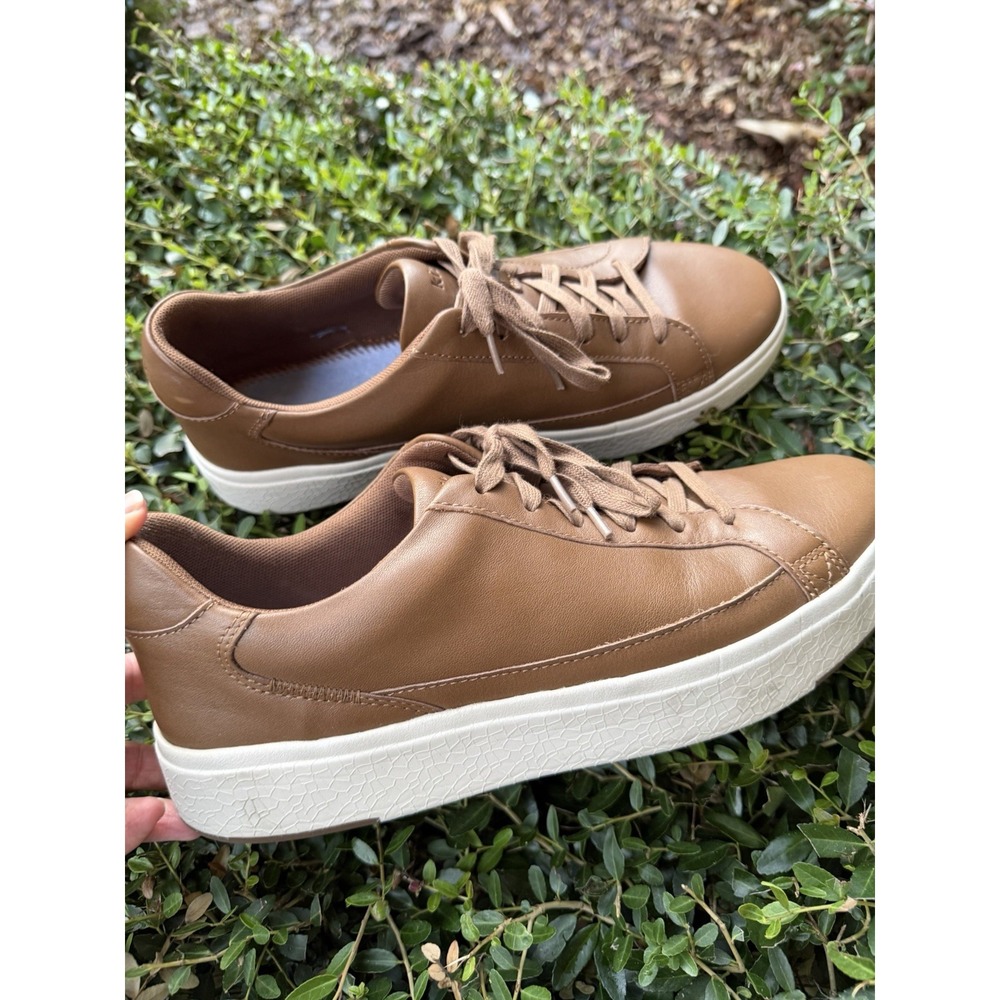 Kizik Leather Vegas Sneakers Mens 10.5W Womens 12W Brown Hands Free Slip On